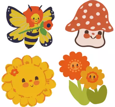 Laptop sticker cheerful floral design - TenStickers