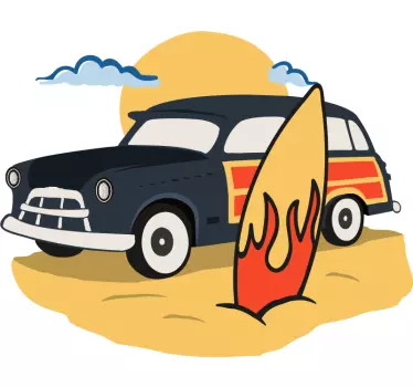 Laptop sticker classic surf car - TenStickers