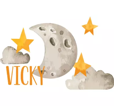 Laptop sticker personalized moon and stars - TenStickers
