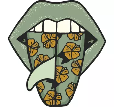 Laptop sticker floral tongue design - TenStickers