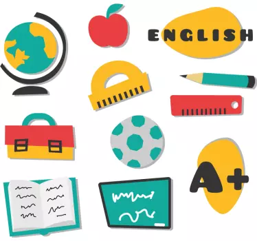 Back to school English sticker pack A+ window decal - TenStickers