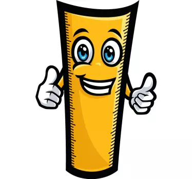 Laptop sticker cheerful ruler character - TenStickers
