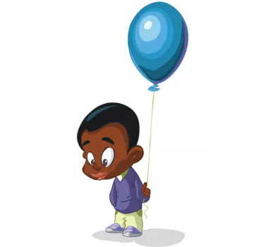 Shy Boy with Balloon Wall Sticker - TenStickers