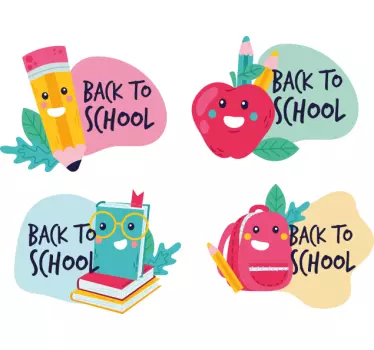 Back to school different symbols window decal - TenStickers
