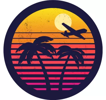 Orange retro palms caravan sticker - TenStickers