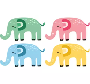 Wall sticker for kids playful colorful elephants - TenStickers