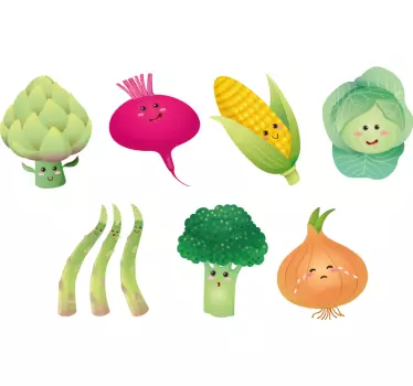 Funny vegetable characters fridge decals - TenStickers