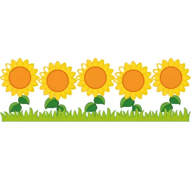 Orange and yellow sunflowers border sticker - TenStickers