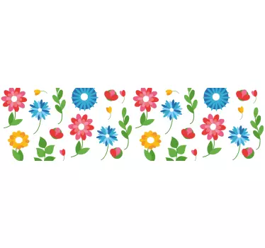 Lively floral composition wall border sticker - TenStickers