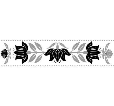 Black Polish flowers border sticker - TenStickers