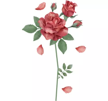 Red rose flower wall decor - TenStickers