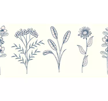 vintage botany flowers border sticker - TenStickers