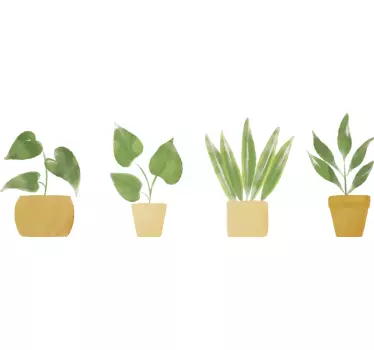 Wall border sticker potted greenery design - TenStickers