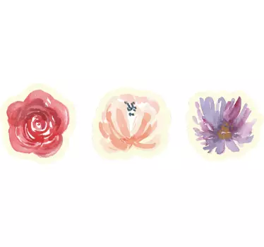 Wall border sticker floral watercolor design - TenStickers