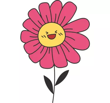 Happy pink flower glass door sticker - TenStickers