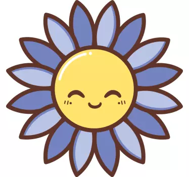 Silhouette happy purple flower glass door sticker - TenStickers