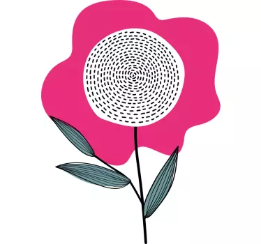 Pink flower with leaves laptop stickers - TenStickers
