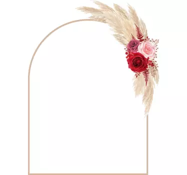 Beautiful arch frame dry pampas mirror wall sticker - TenStickers