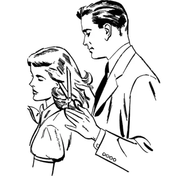 Vintage Hairdresser Illustration Wall Sticker - TenStickers