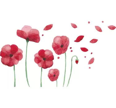 Poppy flowers losing petals flower wall decal - TenStickers