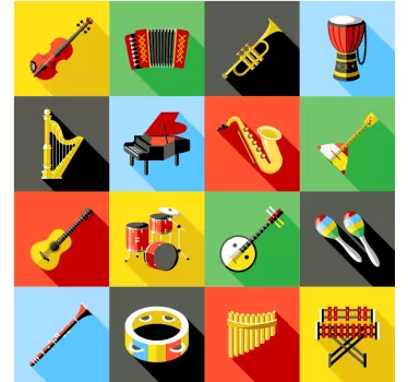 A multitude of musical instruments musical wall stickers - TenStickers