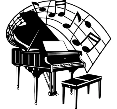 Grand Piano Notes music sticker - TenStickers