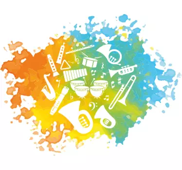 Music sticker with colorful music patterns - TenStickers