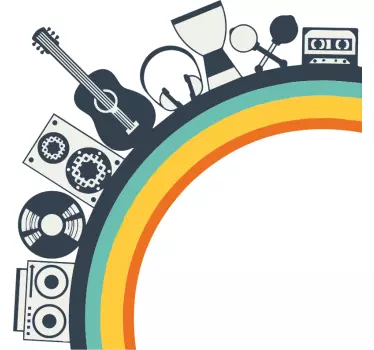 Musical instruments on a rainbow Wall decals for teenagers room - TenStickers