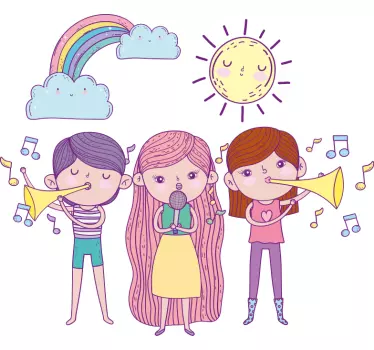 Wall sticker for kids musical kids cheer - TenStickers