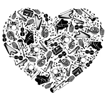 Music sticker musical instruments love - TenStickers