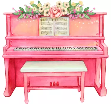 Music sticker floral piano decoration - TenStickers