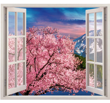 3D views to a spring pink tree flower decor - TenStickers