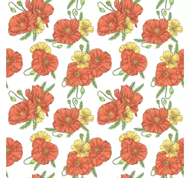 Poppy flowers on a white background decals for furniture - TenStickers