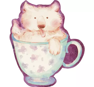 Laptop sticker cute bear cup - TenStickers