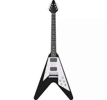 Black guitar rock n roll decal - TenStickers