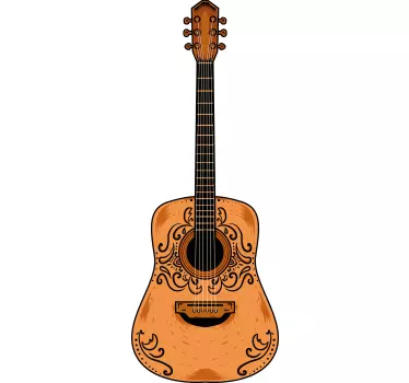 Orange guitar rock n roll stickers - TenStickers
