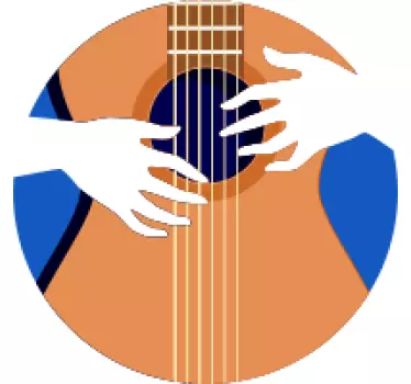 Musical wall sticker guitar hand art - TenStickers