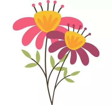 Pink half flowers window decal - TenStickers