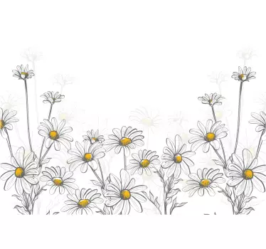 Daisy floral illustration laptop skin - TenStickers