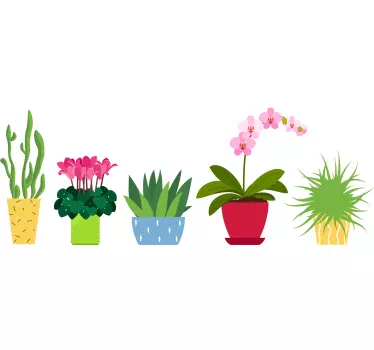 Colorful potted flowers flower wall sticker - TenStickers
