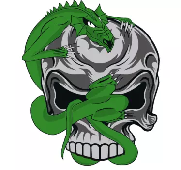 Dragon & Skull Laptop Sticker - TenStickers