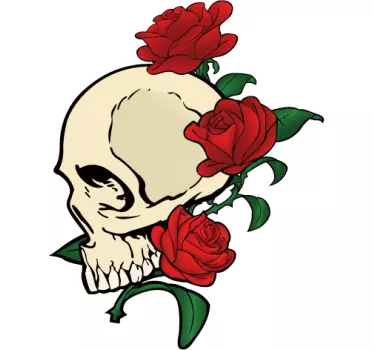 Skull & Roses Laptop Sticker - TenStickers