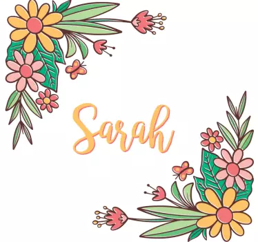 Customizable flower design glass door sticker - TenStickers