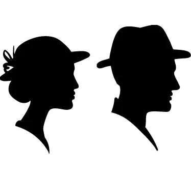 Silhouette man and woman toilet door sticker - TenStickers