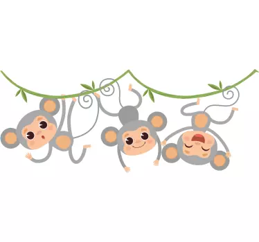 Three hanging monkeys wild animal sticker - TenStickers