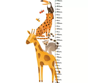 Wall sticker for kids height measurement animals - TenStickers