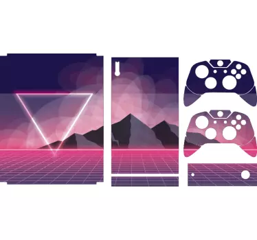 Xbox wrap retro geometric mountains - TenStickers