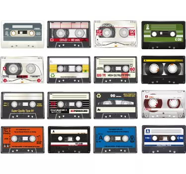 Cassette Tapes Living room Wall Sticker - TenStickers