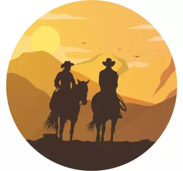 Mountain riders silhouette wall art sticker - TenStickers