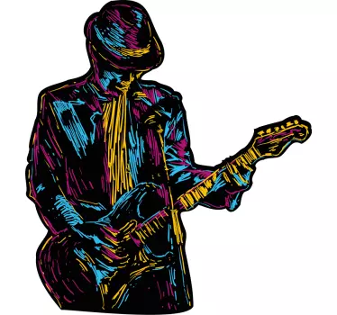 Abstract guitar player Wall decals for teenagers room - TenStickers